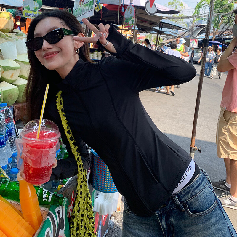 网红同款防晒衣女时尚新款夏季防紫外线修身外套透气冰丝防晒服 连帽 紫色 2XL 【125-135】