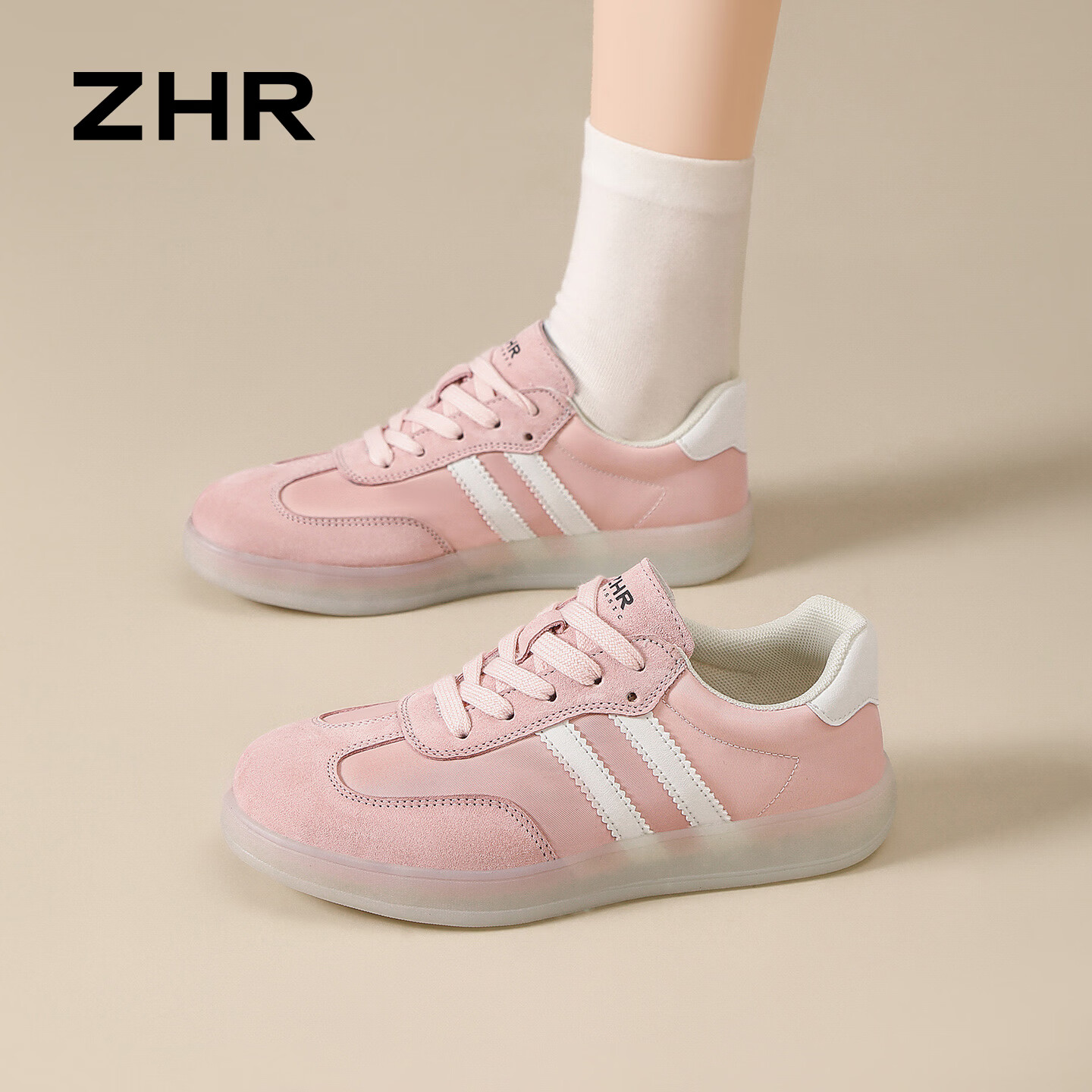 ZHR则则德训鞋女2026春季新款透气板鞋软底运动户外休闲鞋 M698 粉色 39