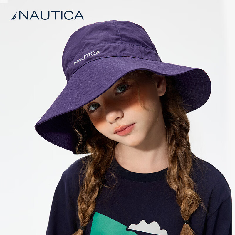 诺帝卡（NAUTICA）诺帝卡童装男童女童渔夫帽夏季儿童遮阳防晒帽头饰户外出游帽子 藏青【可收纳】