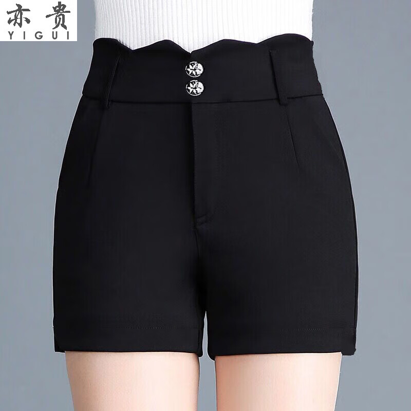 亦贵2024女士黑色外穿秋冬季松紧高腰新款黑色休闲短裤女夏打底裤大码