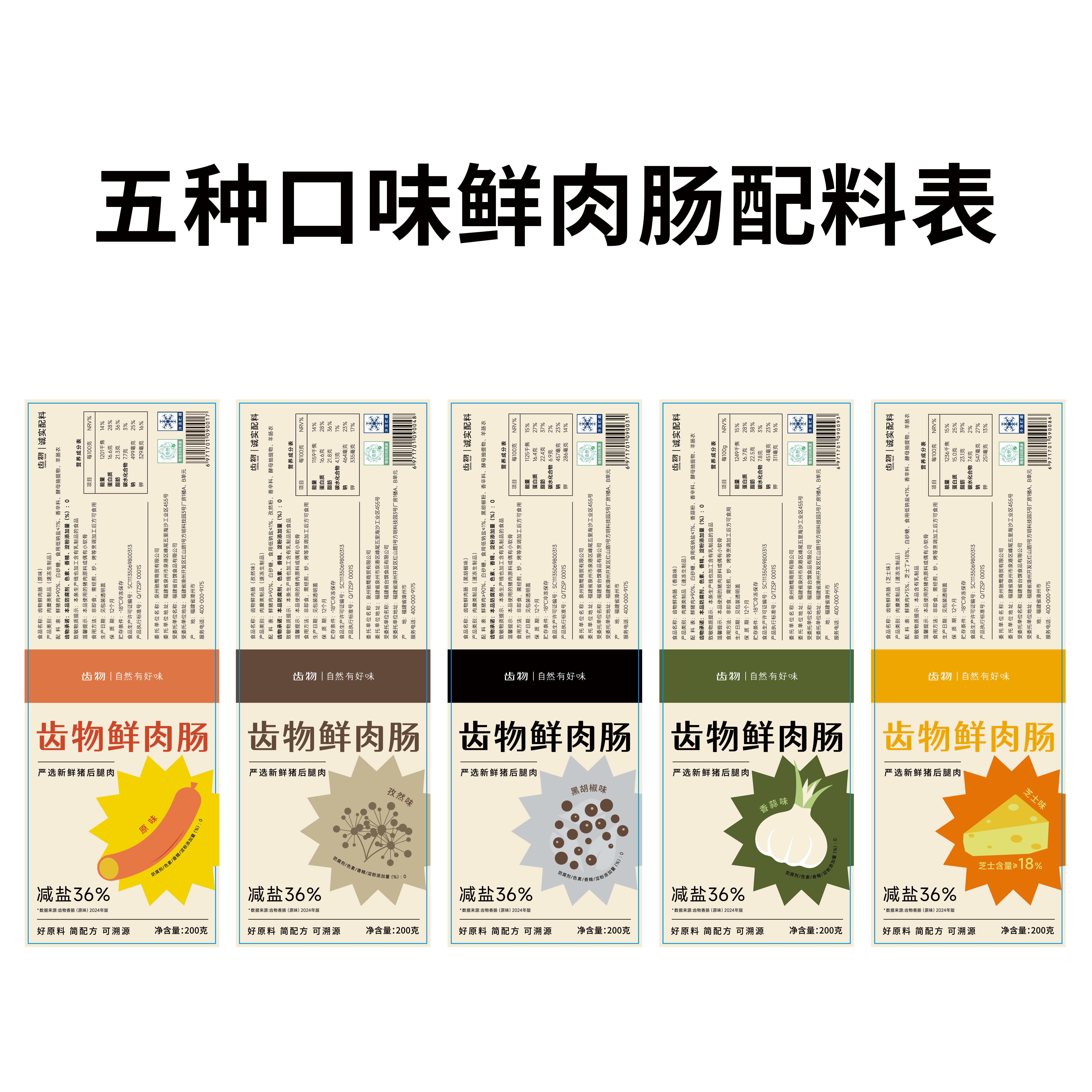 齿物鲜肉肠200g共6根礼盒减盐爆汁烤肠空气炸锅香肠儿童早餐孕妇可食 生鲜不支持退换货
