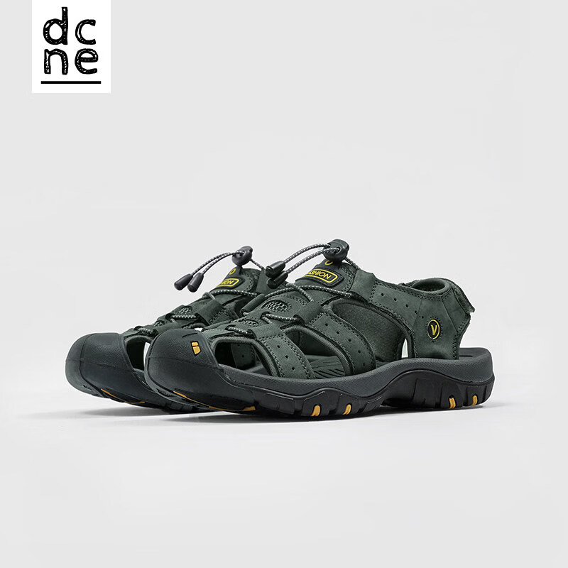 DCNE【新品】夏季凉鞋男款户外溯溪涉水鞋复古包头沙滩软底洞洞凉拖鞋 米白色 41