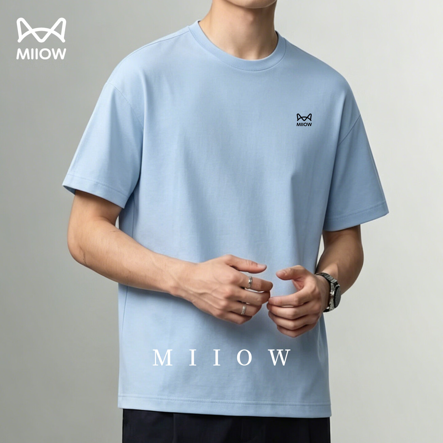 猫人（MiiOW）速干短袖t恤男户外跑步透气上衣训练健身冰丝速干衣 展翅蓝 【冰丝速干】 3XL /190(180-200斤）