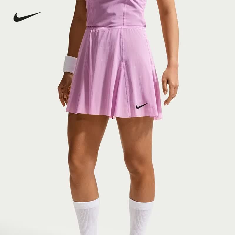 耐克（NIKE）网球服短裙女子26年法网新款网球裙透气舒适快干运动短裙 浅玫红 IV5712-503 M
