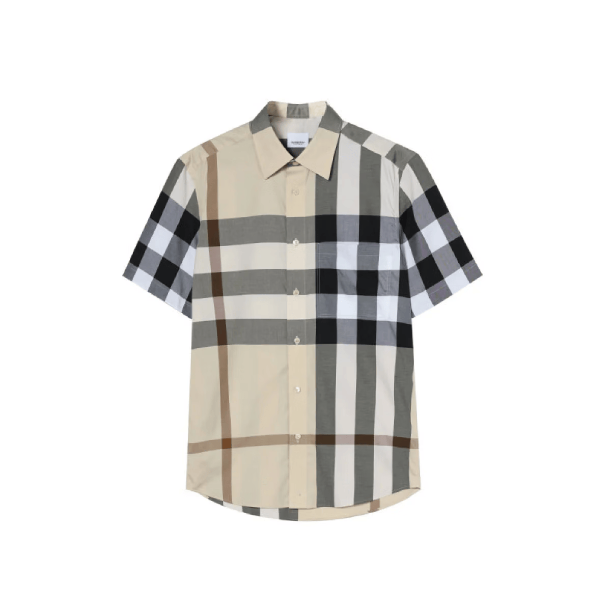 BURBERRY巴宝莉 男士米色黑白大格纹衬衫M 81054671 法国直邮 礼物父亲节