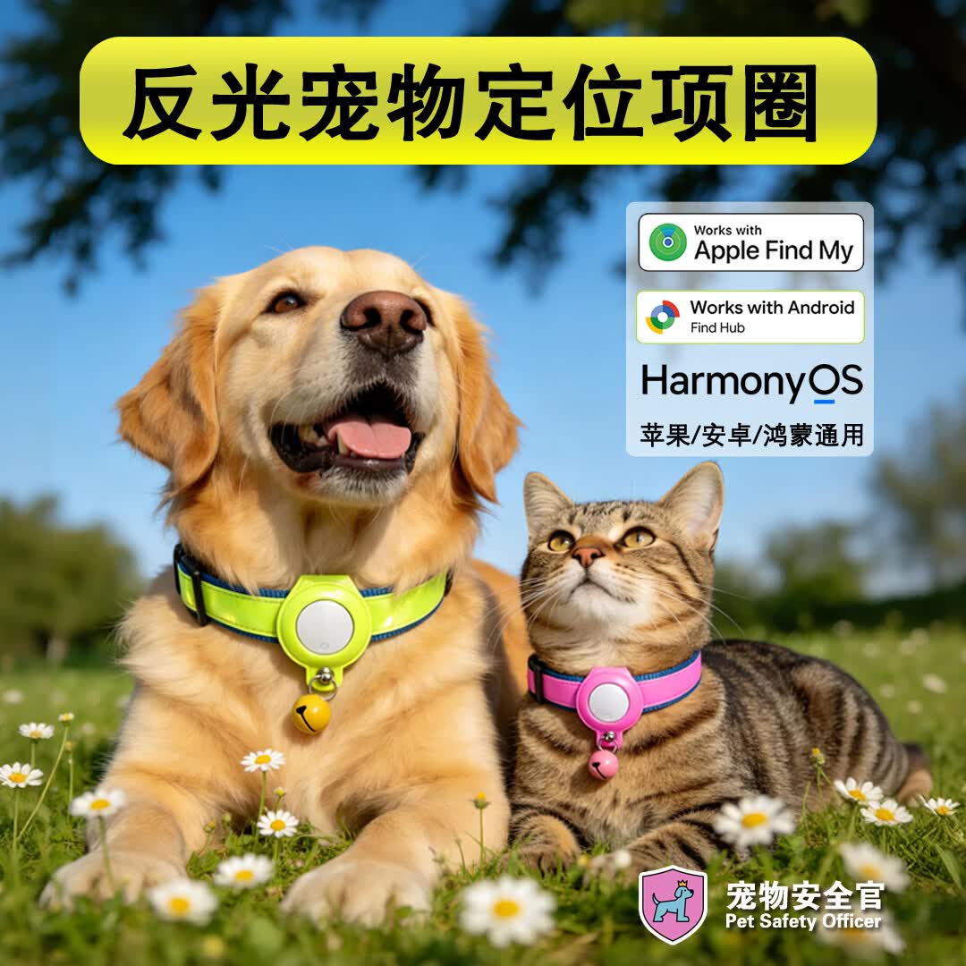 宠物定位器项圈 猫咪狗狗定位防丢失追踪神器 反光防水 1年续航 绿色 M码 28-44cm 苹果/安卓/鸿蒙通用版