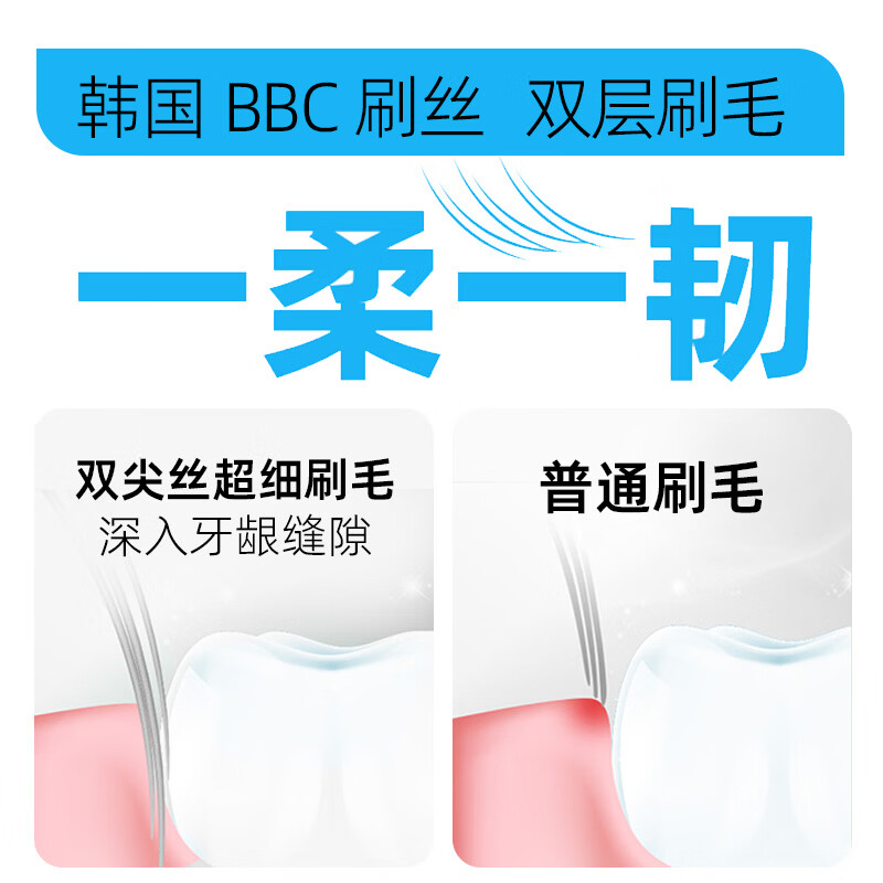 雷治（Dr.RAY）V型宽头软毛牙刷双层细丝设计护龈清洁家用家庭装后牙 宽头软毛家庭【颜色随机】 6支