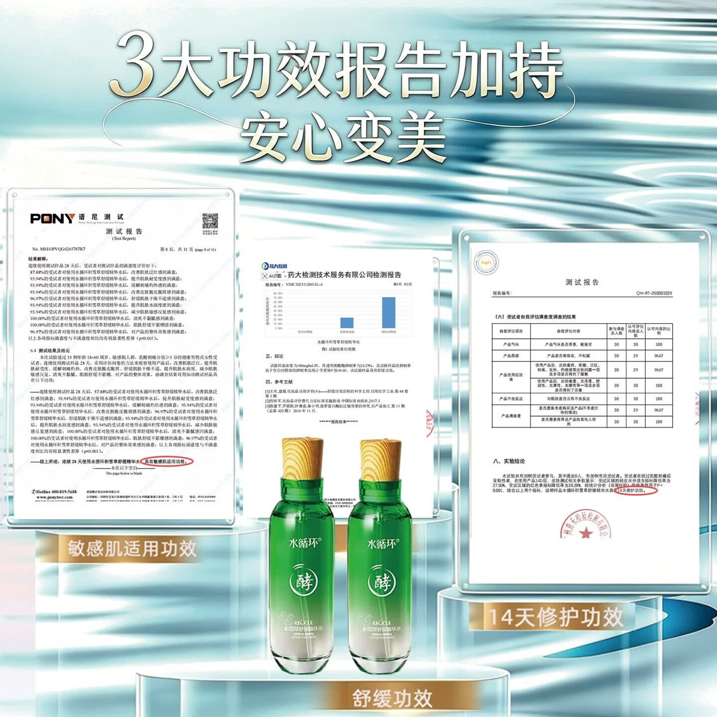 水循环（REOCLE）积雪草护肤四件套装水乳霜精华舒缓保湿化妆品专柜 积雪草舒缓精华水130ml