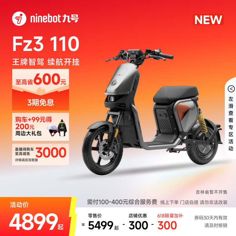 九号（Ninebot）【新国标电自新品】九号电动Fz3 110智能长续航电动自行车【门店自提】 到门店选颜色