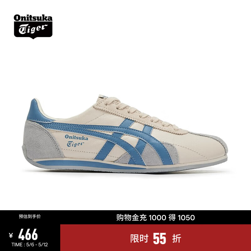 Onitsuka Tiger鬼塚虎男女款中性鞋子复古舒适运动休闲鞋男RUNSPARK 米色/蓝色-250 38