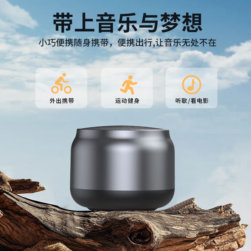 富乐思韵声便携蓝牙音响重低音炮无线蓝牙音箱户外防水大音量高音质迷你小钢炮 圆形旗舰版|不支持TF卡|6-8小时续航