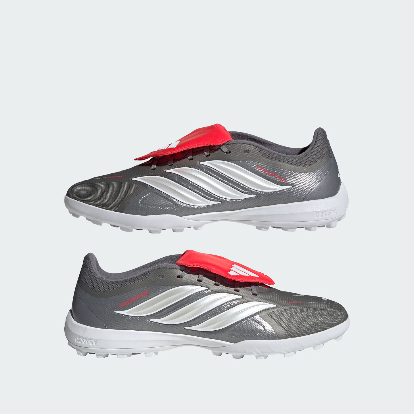adidas PREDATOR LEAGUE FT TF人草/室外硬地碎钉足球鞋阿迪达斯 亮金属铁灰/白金属/亮红 41