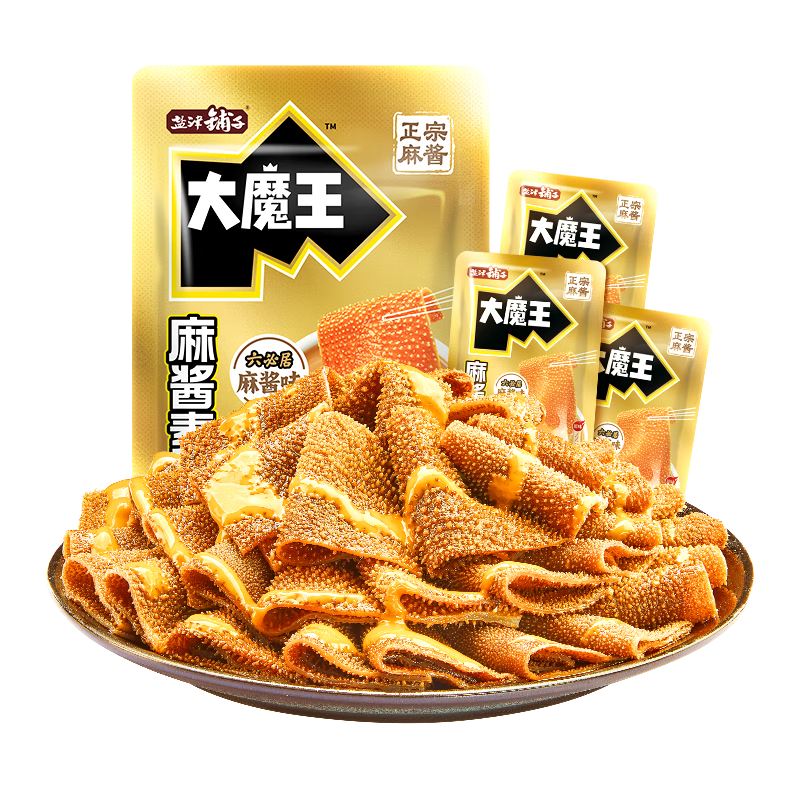 盐津铺子大魔王经典麻酱味约450g 素毛肚魔芋爽火锅小吃休闲零食大礼包