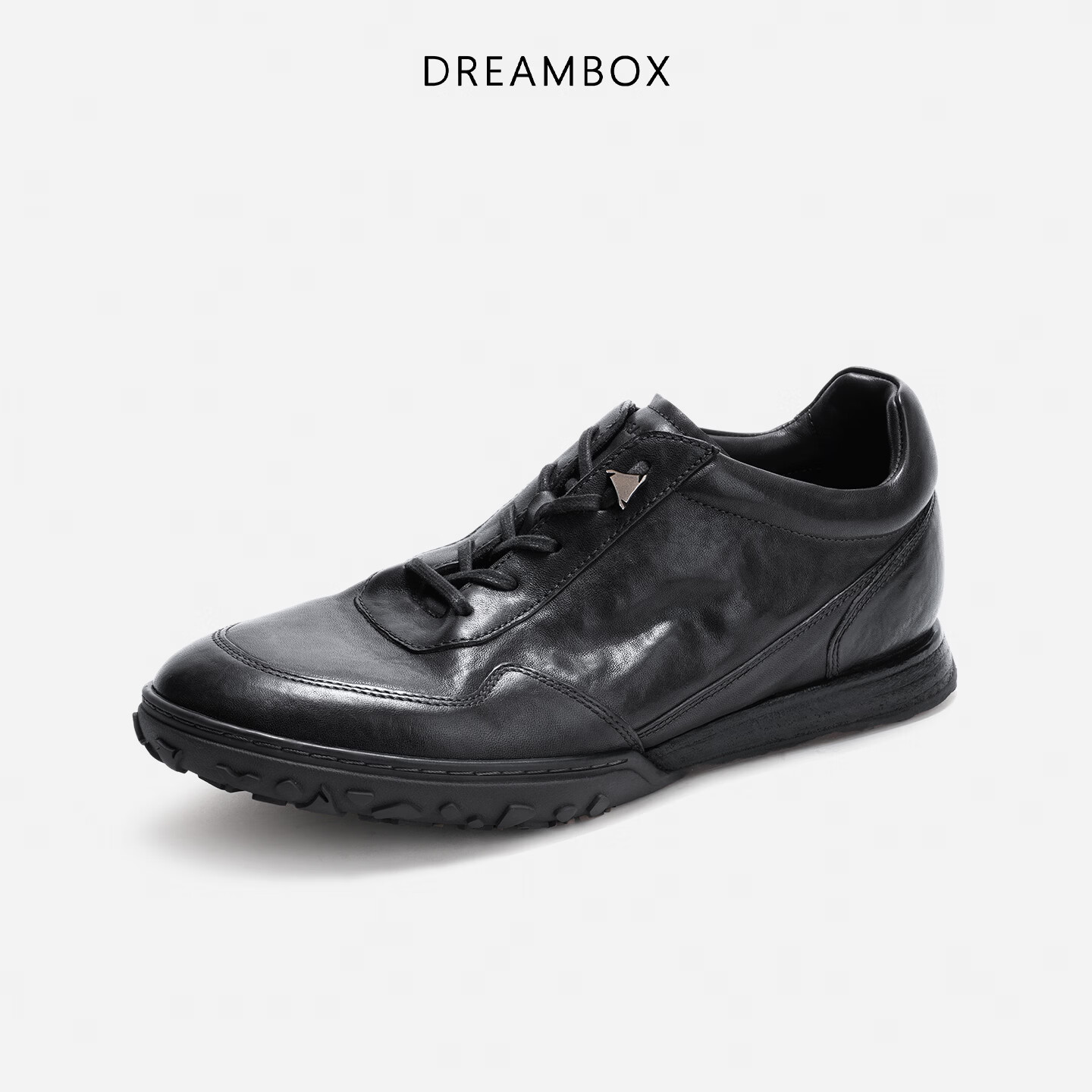 DREAMBOX钧博石洗马皮舒适透气德训鞋夏季新款时尚百搭运动休闲鞋 雅黑色 44 男码