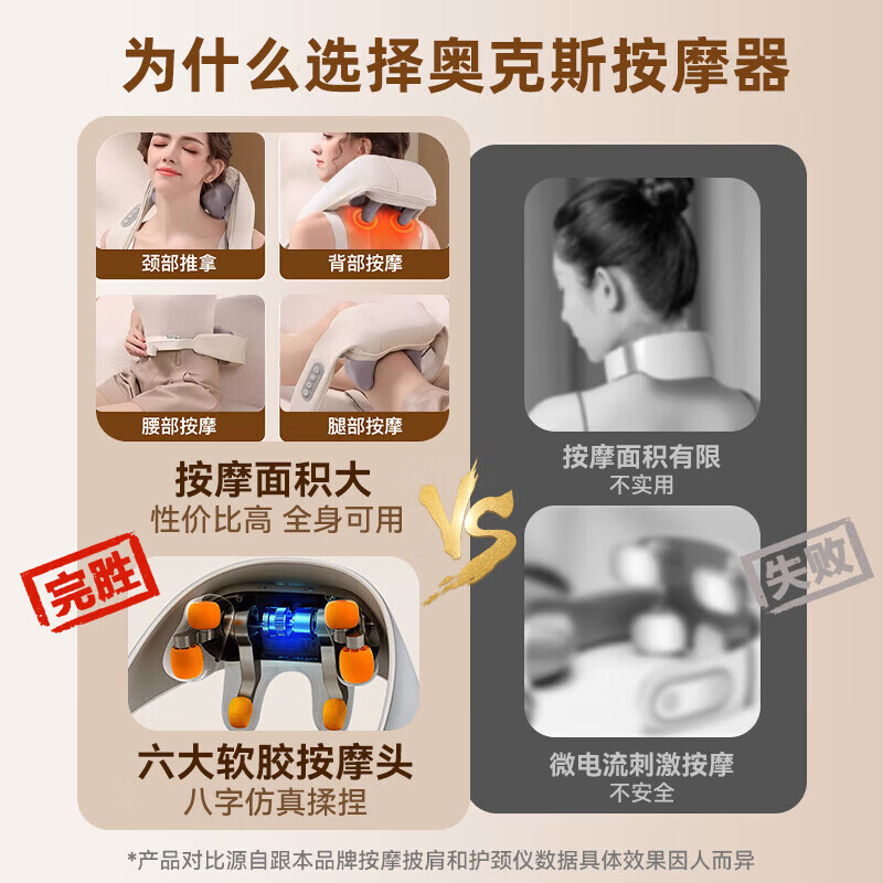 奥克斯颈椎按摩仪肩颈按摩仪器肩颈腰背部全自动揉捏斜方肌脖子腰背按摩披肩生日母亲节礼物送妈妈爸长辈 豪华白【仿人手揉捏+红光热敷+多档力度+智能定时】
