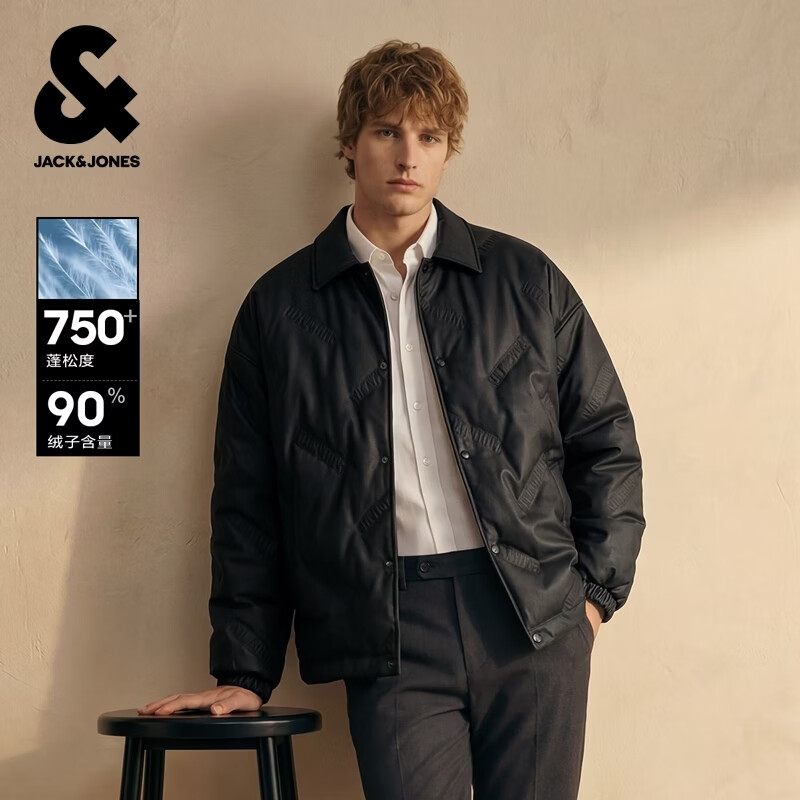 杰克·琼斯（JACK&JONES）反季男士潮流羽绒服外套 225323008E41黑色 M （175）