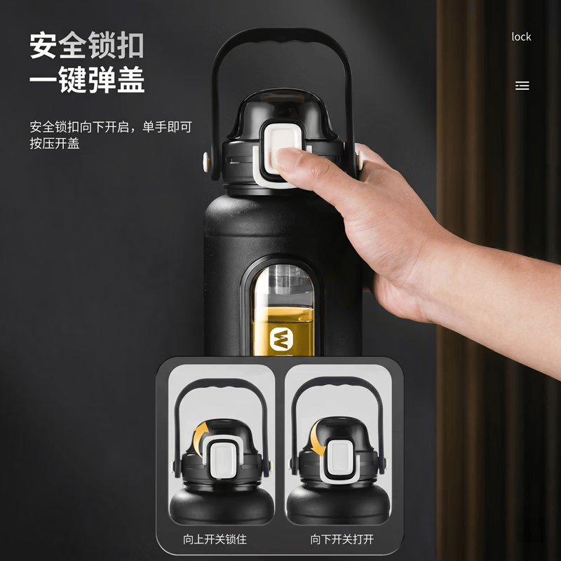 慕馨（moosen）防摔玻璃杯大容量泡茶杯男士防烫高硼硅水杯子茶水分离便携车载 炫酷黑-短网【双饮+茶水分离+手提款】 1000ML人为摔碎我也赔