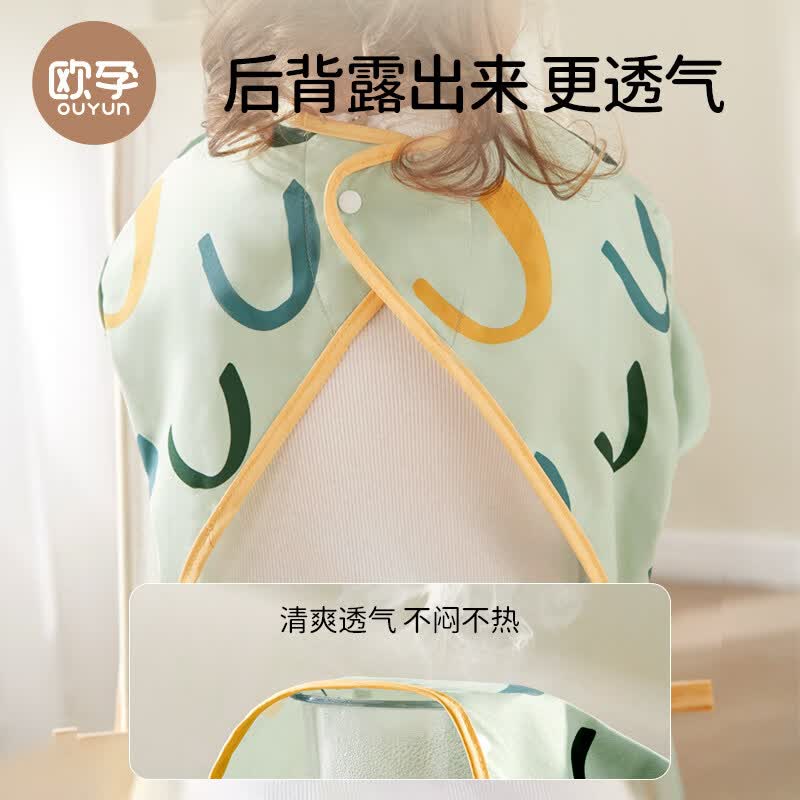 欧孕（OUYUN）儿童画画罩衣幼儿园反穿围裙宝宝绘画美术护衣服防水吃饭围兜兜 画笔蓝[防水防油不脏衣] M码2-4岁  推荐身高90-100cm