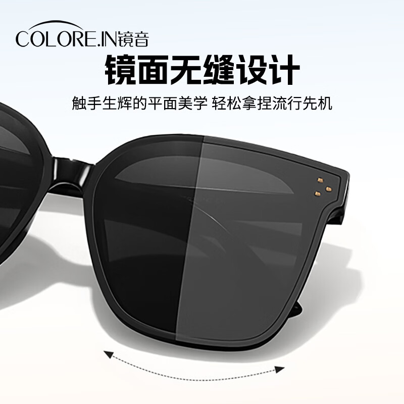 colore.in墨镜男款防晒偏光太阳镜防紫外线强光潮流痞帅开车专用大脸眼睛女 【次日达/全国八仓发货】黑框经典灰