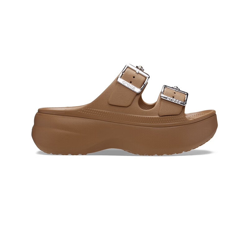 卡骆驰(CROCS)经典云朵自在装饰女士凉鞋时尚凉鞋百搭沙滩鞋|215573 乌贼棕/银色-2TD 35 (220mm)