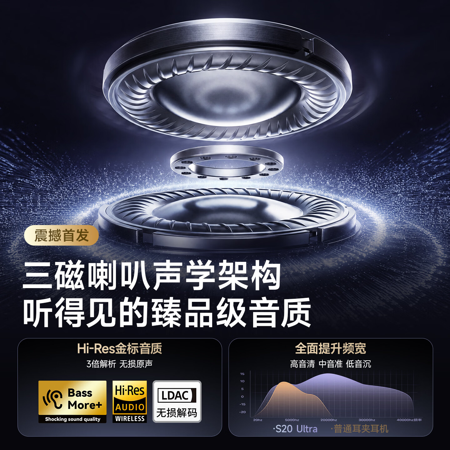 万魔（1MORE）【2026新款丨周杰伦推荐】S20UItra蓝牙耳机耳夹式不入耳开放式气骨传导概念无线运动降噪蓝牙耳机 旗舰新品S20 Ultra 冰川灰丨首款三磁喇叭架构 七天试用不满意包退丨旗舰新品