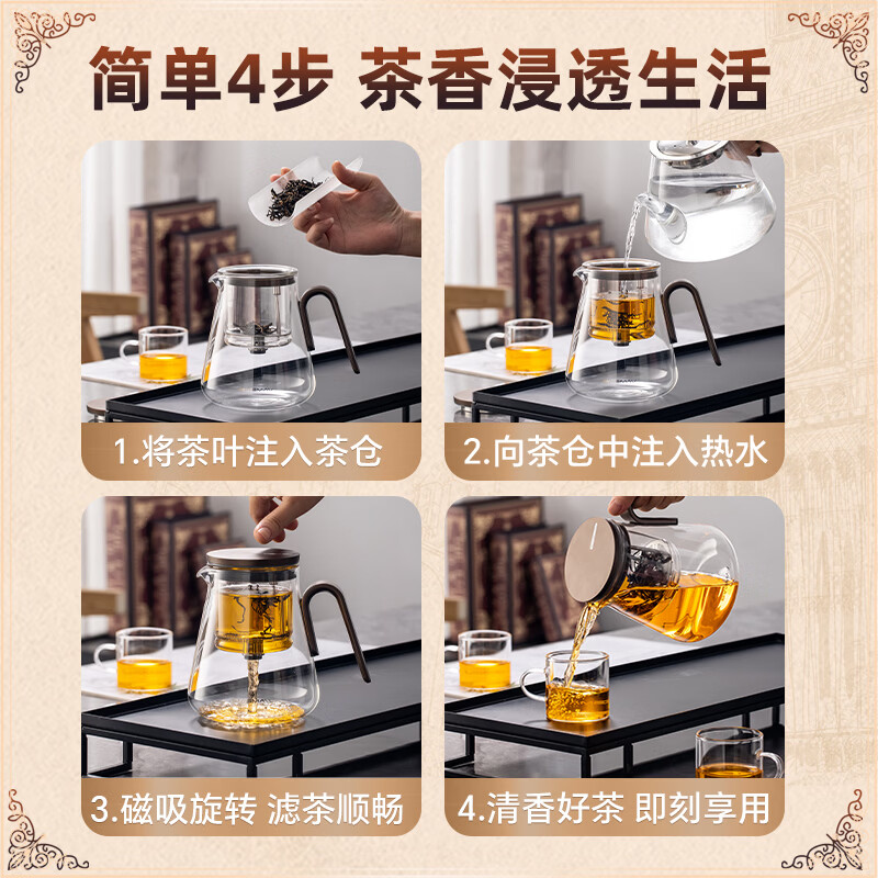 BVGMAV玻璃茶水分离杯茶杯男士泡茶专用高颜值2026新款耐高温防爆防摔杯 磁旋泡茶壶