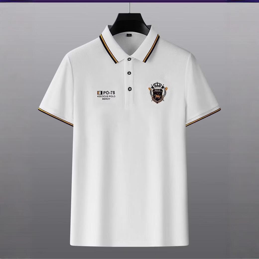 2026夏季新款翻领短袖T恤商务休闲半袖上衣男 黄色 4XL 【180-195斤】