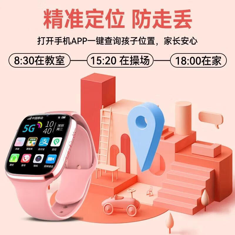 华为手机适用2026新款智能手表儿童电话视频通话定位防水可插移动电源 旗舰白精准定位+视频通话+无游