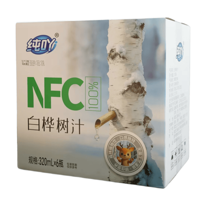 纯吖100%NFC白桦树汁0脂天然植物饮 【彩箱】320mlx6瓶