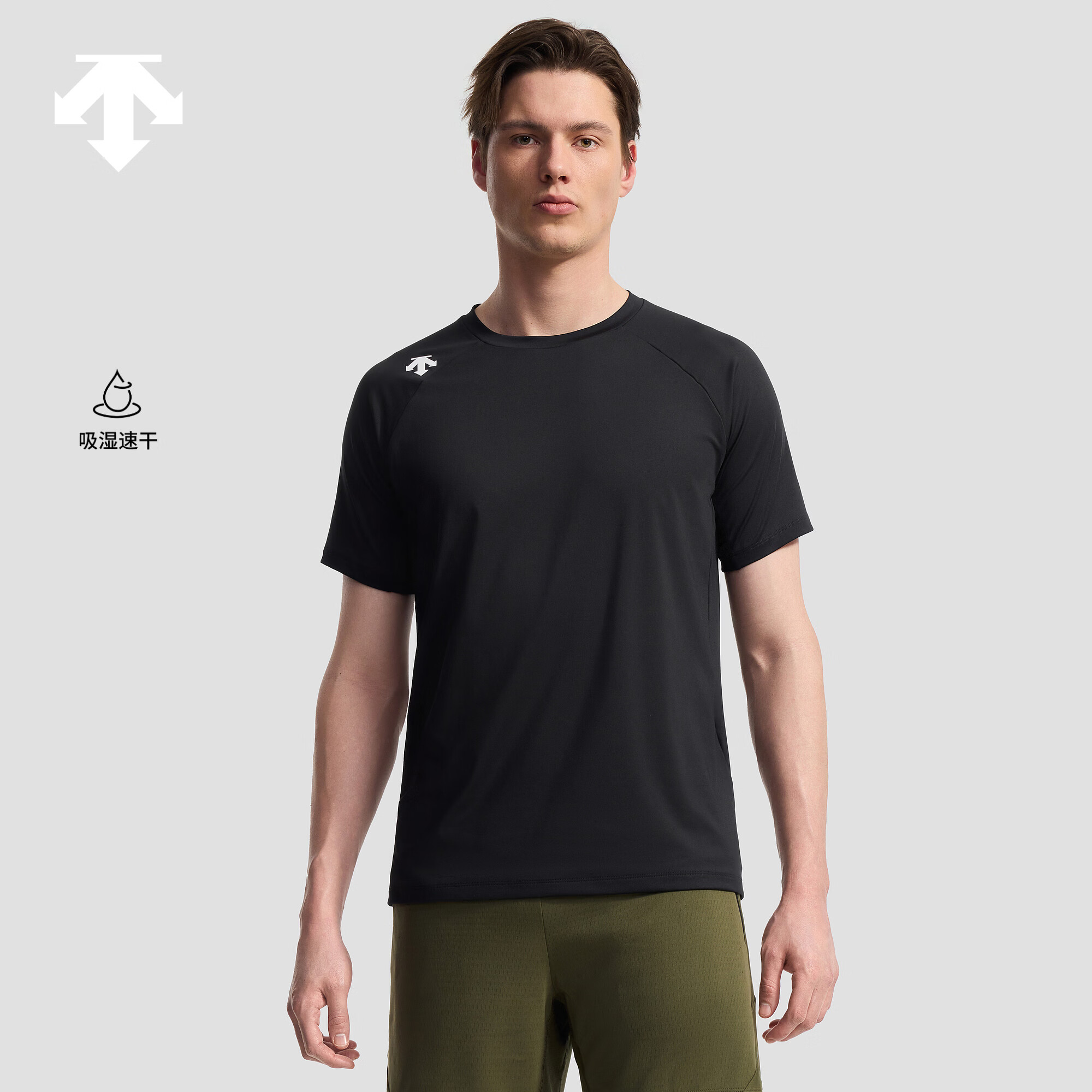 迪桑特（DESCENTE）TRAINING系列男士ACTIVE吸湿速干圆领短袖针织衫 BK-黑色 M (170/92A)