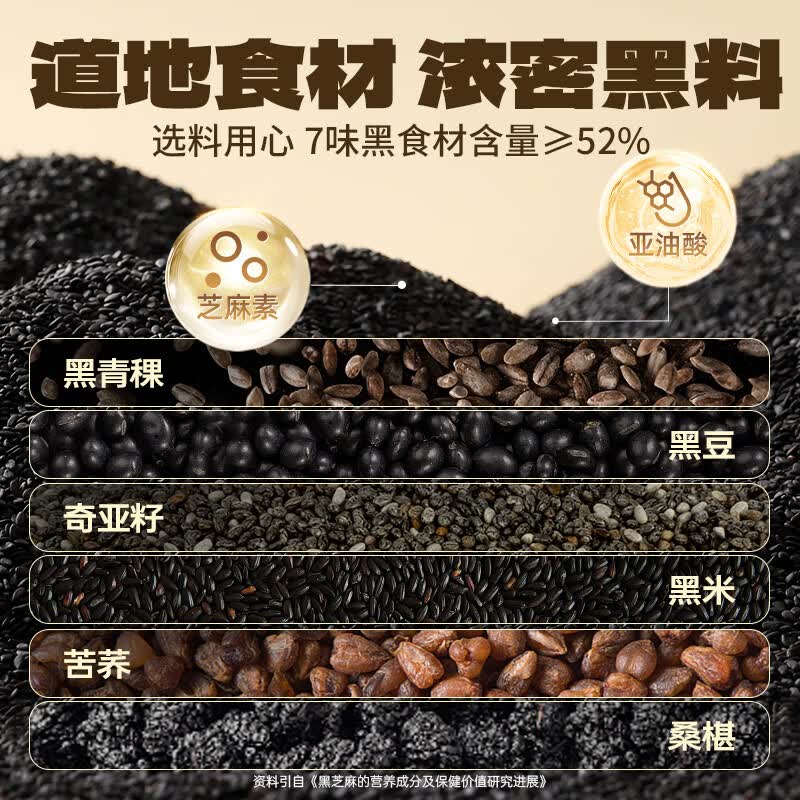 老金磨方黑芝麻核桃黑豆粉700g 营养早餐冲泡即食代餐谷物杂粮芝麻糊 0白砂糖芝麻核桃黑豆粉 700g*2罐