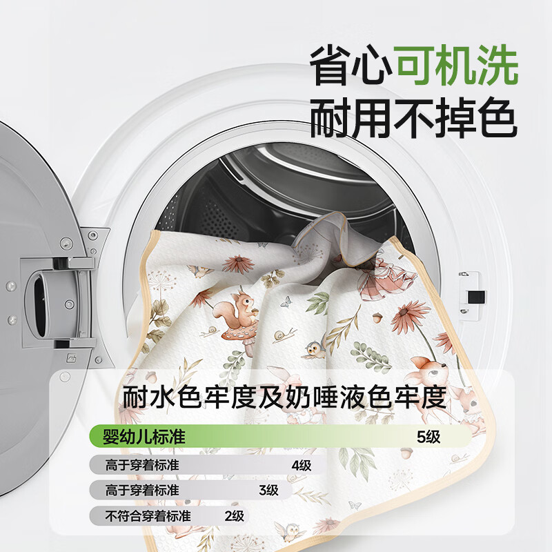 童葵(tongkui)隔尿垫婴儿防水可洗大尺寸新生儿10A抗菌夏季瞬吸透气幼儿园床垫 纯棉表层-林间小鹿茶话(整床满铺 夏季透气) 180*200cm
