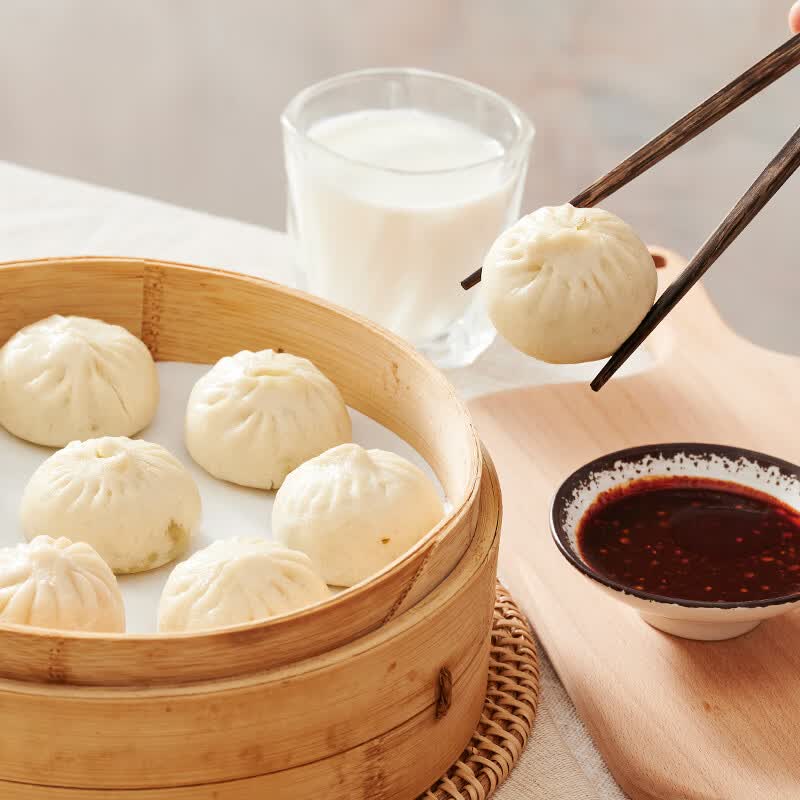 王家渡老面手工黑猪肉包280g/6个 广式早茶点心包子儿童早餐懒人夜宵 三包：老面手工包子(猪肉芽菜)280g*3