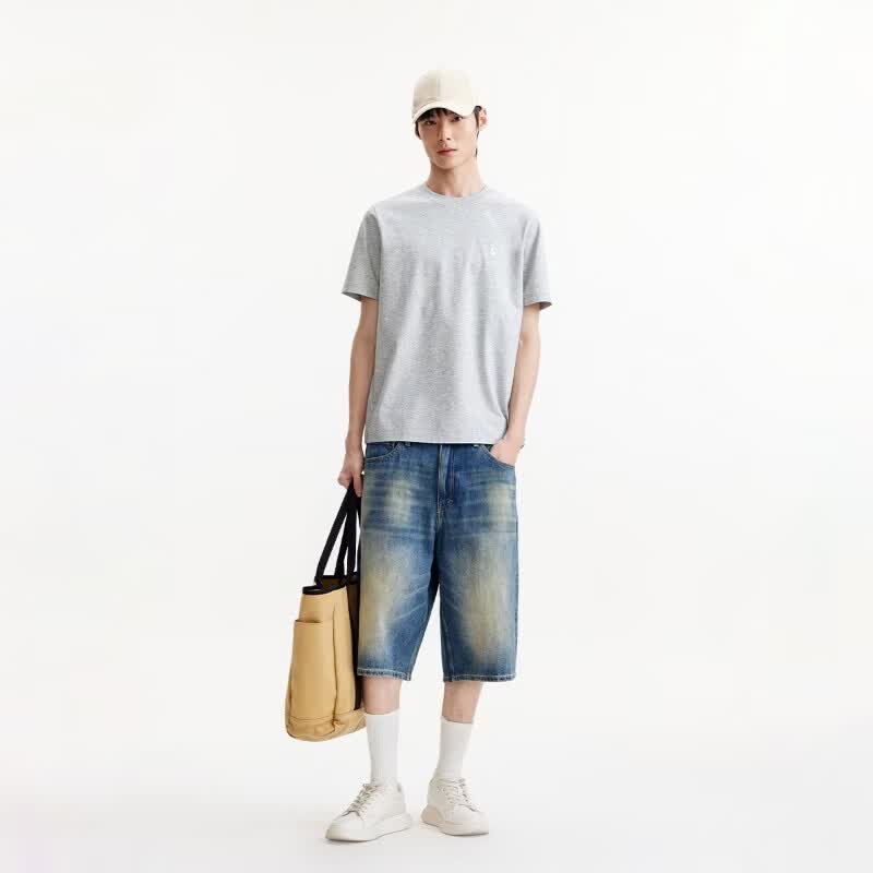 杰克·琼斯(JACK&JONES)26年男装四季打底T恤男士凉感透气多色情侣款短袖t恤水洗不易走形 G41花灰色 第二批 XS 165