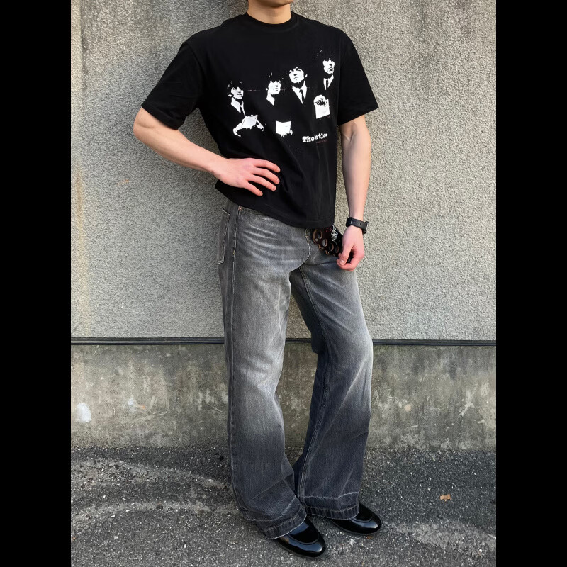 TAICHIISM“冰川涟漪”冰蓝水洗做旧高盎司猫须挺阔a字阔腿牛仔裤 水洗灰 XL 京东折扣/优惠券