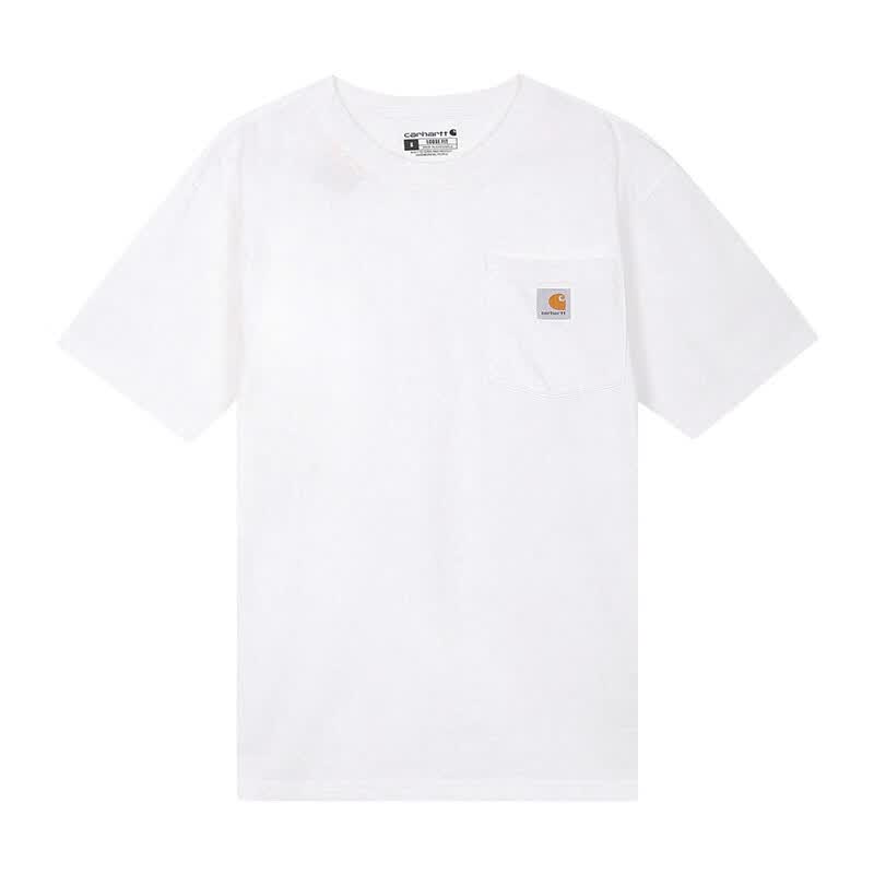 Carhartt卡哈特夏季男女同款美式复古布标logo口袋圆领短袖T恤K87 WHT M白色