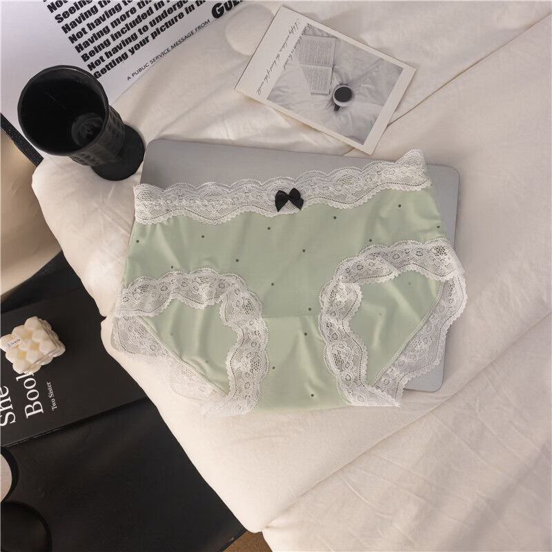 有只绵蕾丝内裤女士无痕薄款冰丝抗菌纯棉裆性感少女生纯欲风法式三角裤 混色组合 5条 M 80-100斤