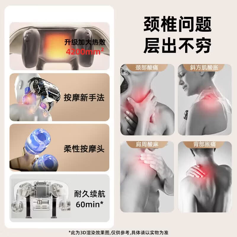 奥克斯颈椎按摩仪肩颈按摩仪器肩颈腰背部全自动揉捏斜方肌脖子腰背按摩披肩生日母亲节礼物送妈妈爸长辈 豪华白【仿人手揉捏+红光热敷+多档力度+智能定时】