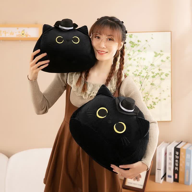 CLCEY诡秘之主周边玩偶克莱恩猫咪暖手毛绒公仔娃娃可爱克猫猫午睡抱枕 克猫黑色礼帽款 高25厘米宽30厘米【小号I抱枕款40cm】