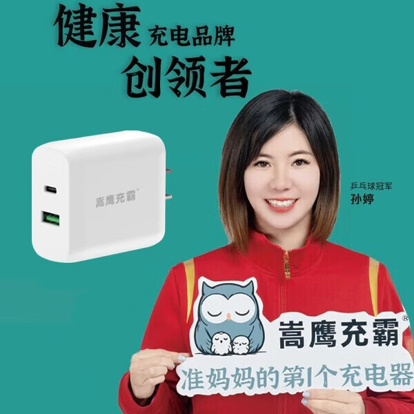 嵩鹰充霸小钢炮65W快充头准妈妈专用防辐射充电器适用苹果iPhone华为荣耀小米三星手机笔记本国家3c认证 橙色低辐射快充安全插头