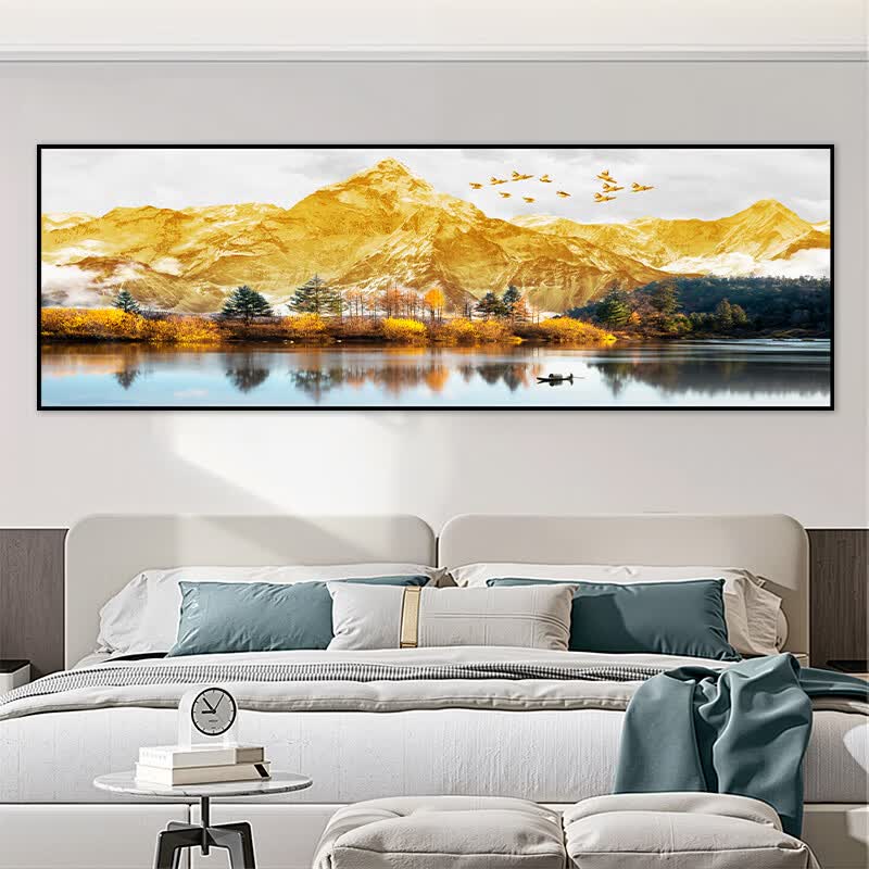 2026新款主卧室床头装饰画自粘背靠金山客厅房间背景墙壁挂画贴纸 福禄-平安喜乐 宽270cm-高90cm【推荐客厅墙面】