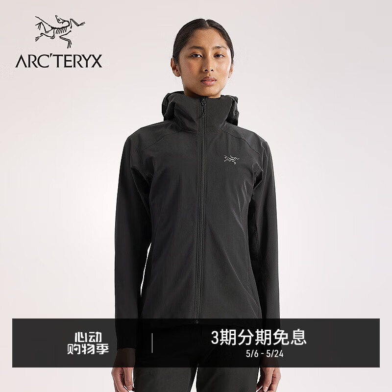 ARC'TERYX始祖鸟 GAMMA LIGHTWEIGHT HOODY 防风 女子 软壳夹克 BLACK/黑色 M