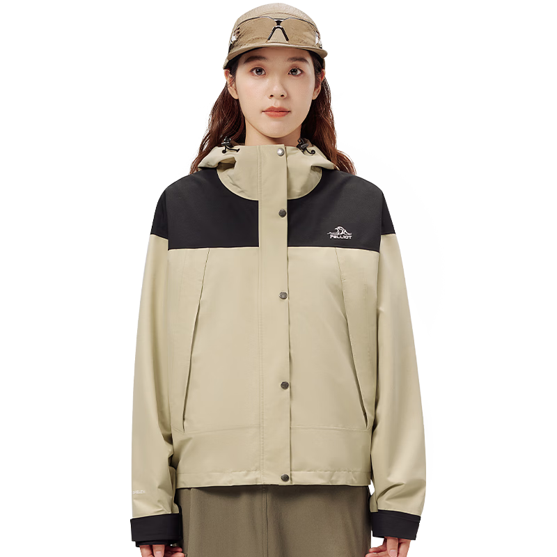 伯希和（Pelliot）户外硬壳冲锋衣女防风防水无内胆单层夹克登山服外套124301032白L