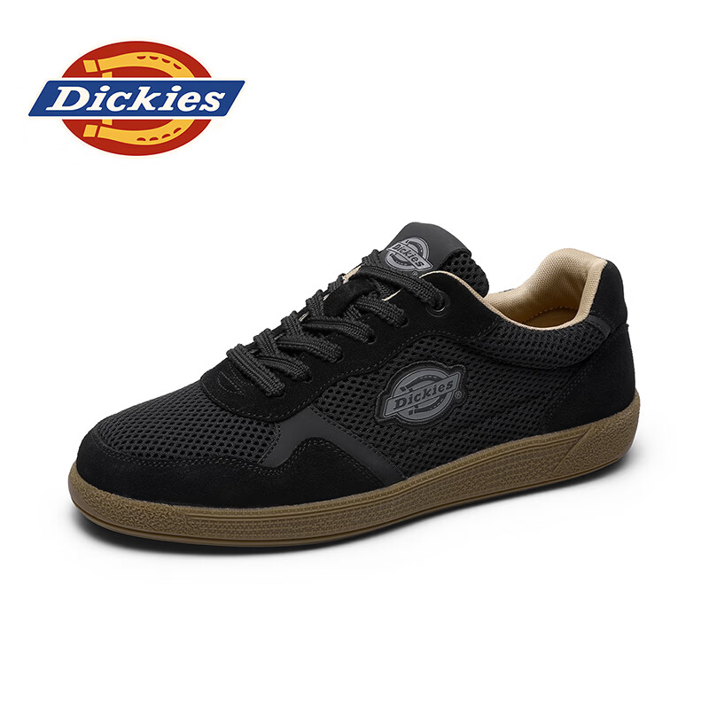 Dickies品牌男鞋2026夏季新款网面透气百搭休闲板鞋防滑耐磨减震小白鞋男 黑色 39