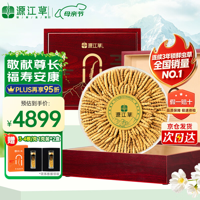 源江草冬虫夏草3根/g 50克 干虫草礼品高端送长辈滋补品【爆款礼盒】