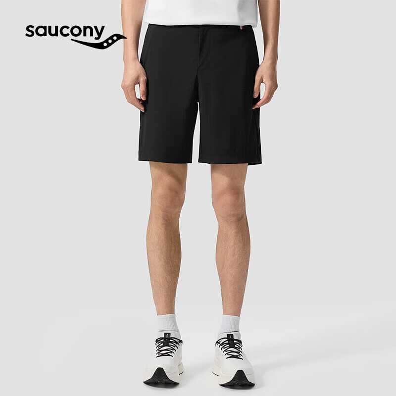 SAUCONY索康尼26夏季男款运动休闲舒适透气美利奴羊毛单层短裤 正黑色 XL