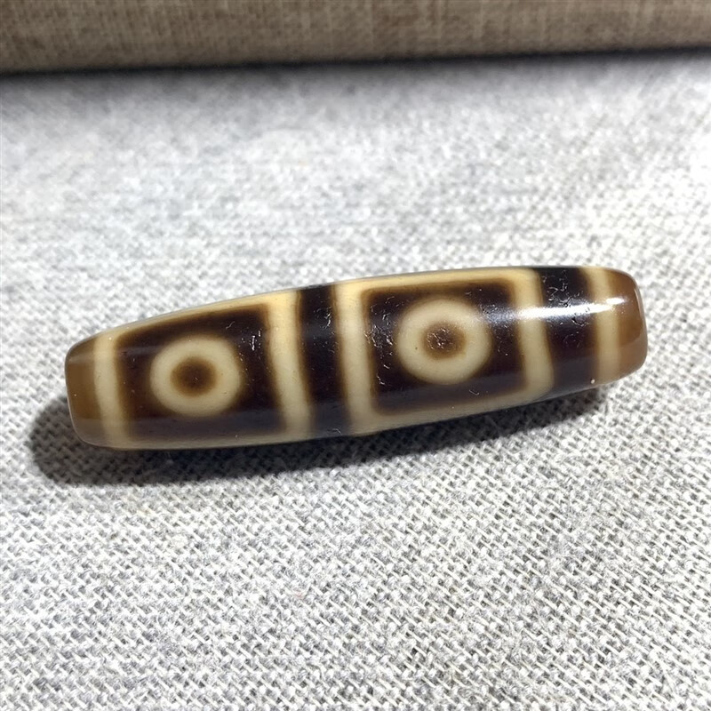 gmay 高油牙黄地门白孔四眼天珠 西藏玛瑙藏传锁骨吊坠男女 爸爸男友 