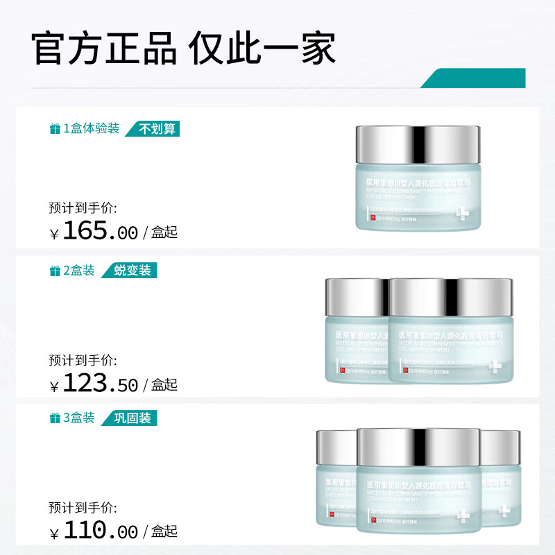 ZHUOCONA 卓康纳胶原霜zoa胶原敷料卓康纳蛋白霜zoa医用重组胶原蛋白敷料面霜 一盒体验装【多买更划算】