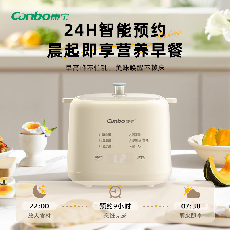 康宝(Canbo)煮蛋器 蒸蛋器双层迷你小型蒸锅智能定时煮鸡蛋神器多功能早餐一体机自动断电 双层 【特价款】六大功能 | 可蒸可煮