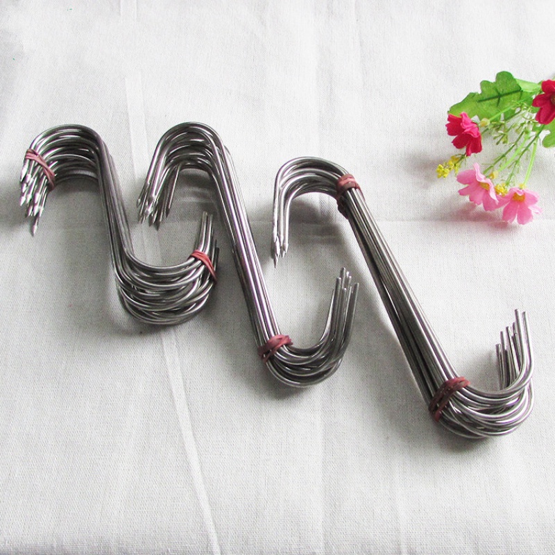 个个熊挂钩不锈钢挂腊肉钩香肠钩子s型尖头挂钩单钩烤鸭烧鸡挂勾子